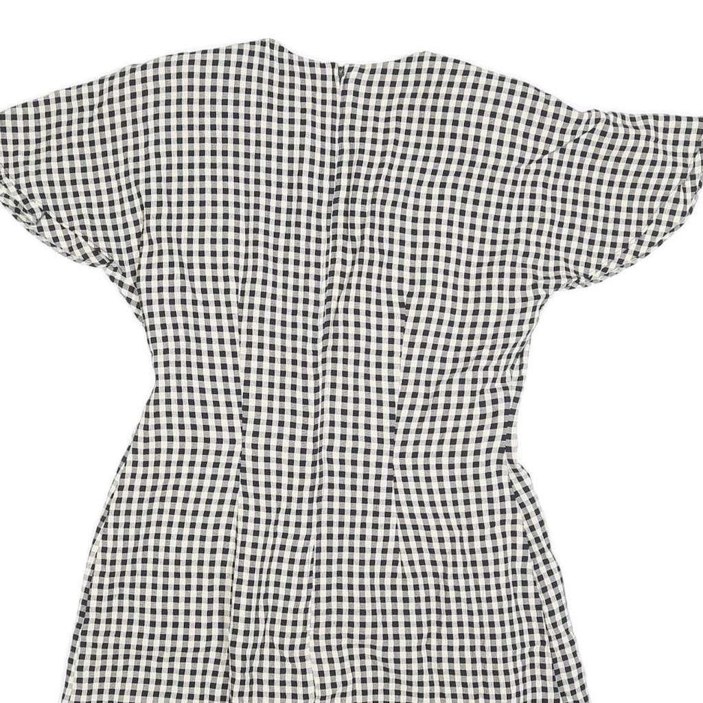 EXPO PETITE Womens Black & White Check Fit & Flare Cotton Blend Dress M Short