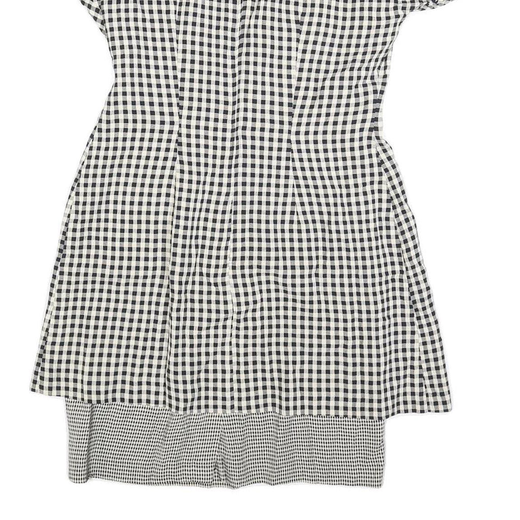 EXPO PETITE Womens Black & White Check Fit & Flare Cotton Blend Dress M Short
