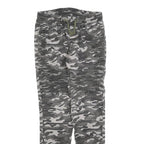CAPE CANTO Mens Slim Drawstring Cotton Blend Grey Camouflage Trousers W30 L30