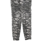 CAPE CANTO Mens Slim Drawstring Cotton Blend Grey Camouflage Trousers W30 L30