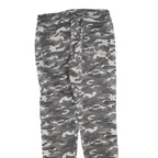 CAPE CANTO Mens Slim Drawstring Cotton Blend Grey Camouflage Trousers W30 L30