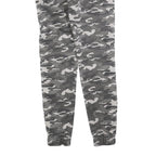 CAPE CANTO Mens Slim Drawstring Cotton Blend Grey Camouflage Trousers W30 L30
