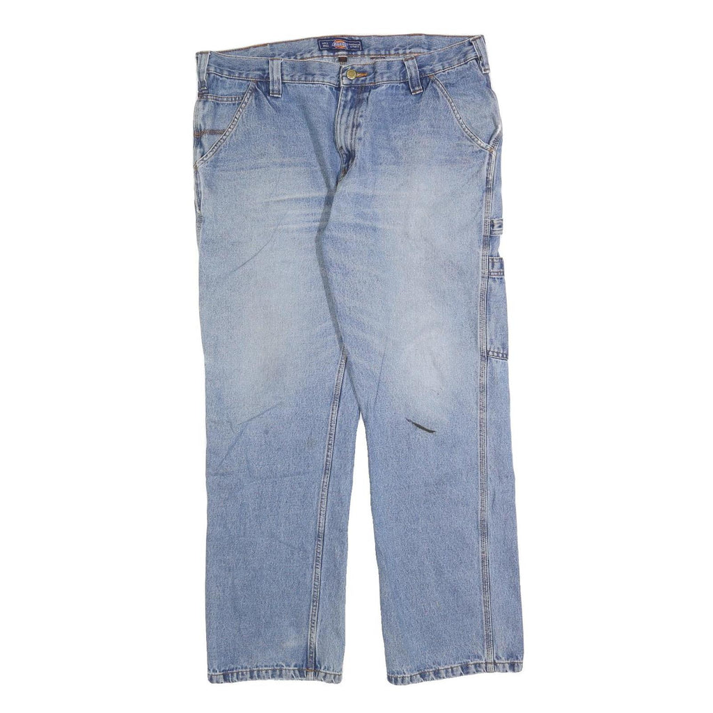 DICKIES Mens Regular Fit Blue Denim Straight Jeans W36 L28 Workwear Style