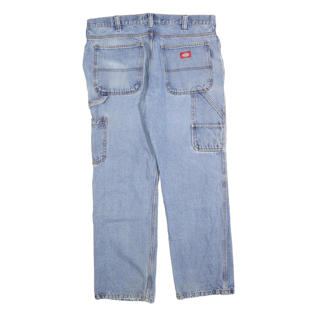 DICKIES Mens Regular Fit Blue Denim Straight Jeans W36 L28 Workwear Style
