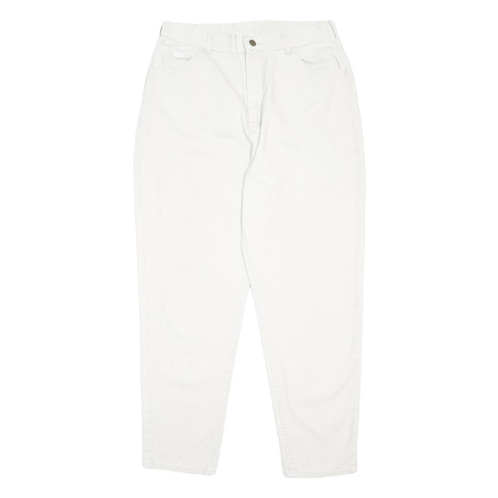 LEE Womens White Relaxed Jeans Cotton W32 L29 Classic Fit Zip Closure
