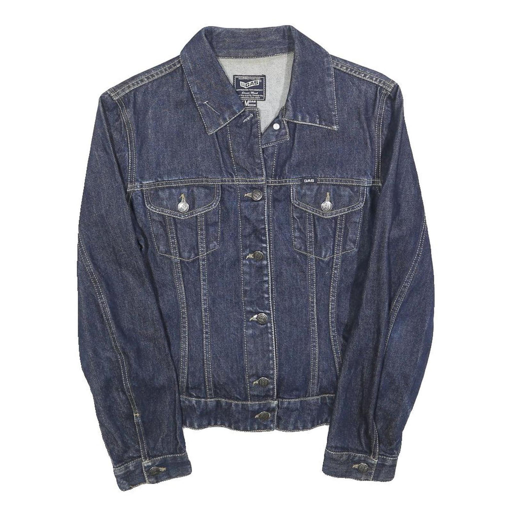 GAS Womens Blue Denim Jacket M Cotton Button Classic Casual Stylish