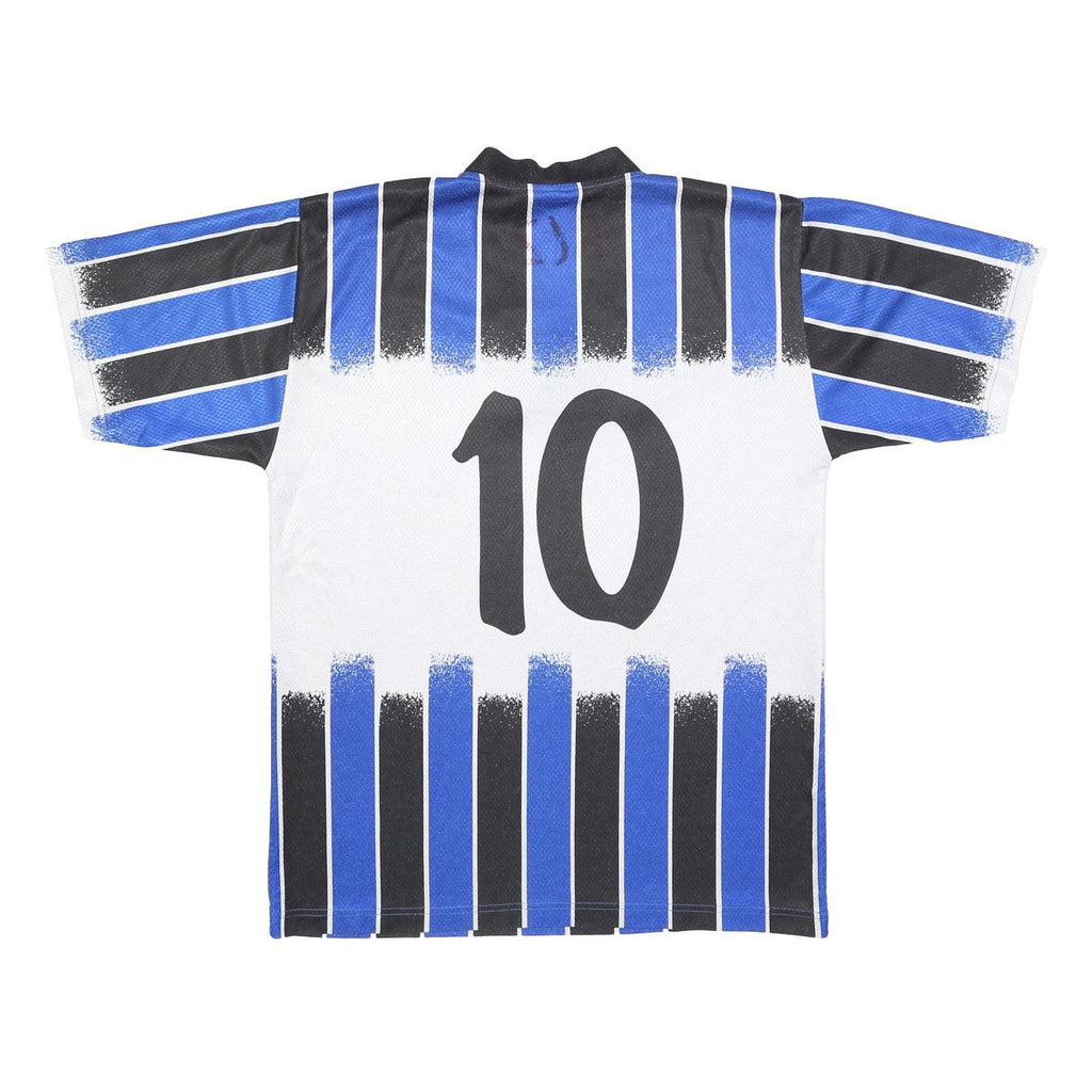 MARKA SPORT Mens Blue & Black Graphic T-Shirt L Short Sleeve V-Neck Zip Sport