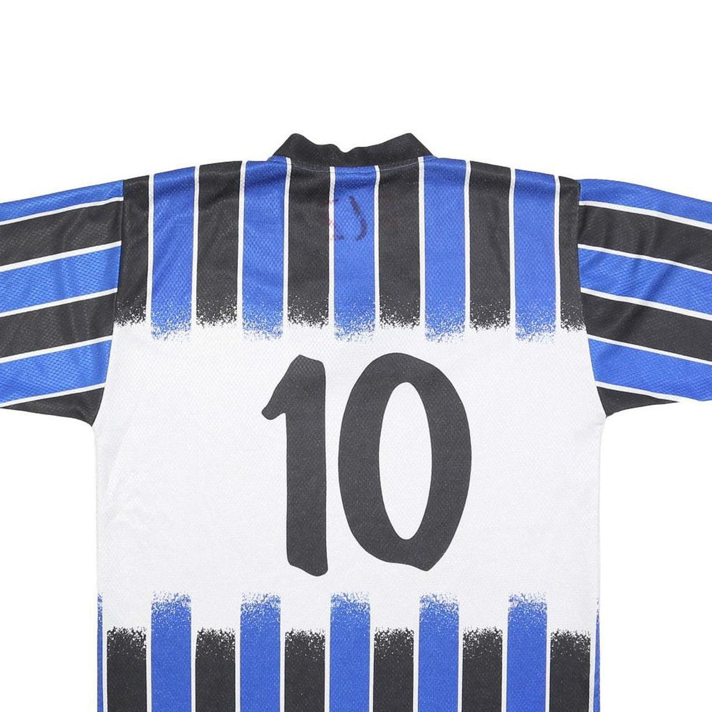 MARKA SPORT Mens Blue & Black Graphic T-Shirt L Short Sleeve V-Neck Zip Sport