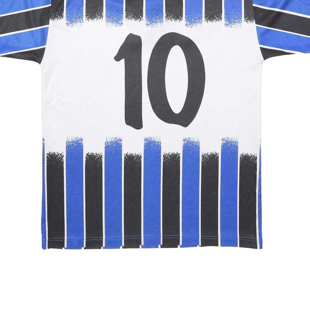 MARKA SPORT Mens Blue & Black Graphic T-Shirt L Short Sleeve V-Neck Zip Sport