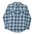 Mens Blue & White Check Cotton Blend Shirt L Casual Long Sleeve Button Pocket