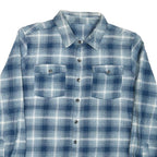 Mens Blue & White Check Cotton Blend Shirt L Casual Long Sleeve Button Pocket