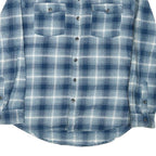 Mens Blue & White Check Cotton Blend Shirt L Casual Long Sleeve Button Pocket