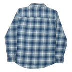 Mens Blue & White Check Cotton Blend Shirt L Casual Long Sleeve Button Pocket