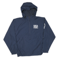CHAMPION Mens Navy Blue University Print Track Jacket S Polyester Plain Zip