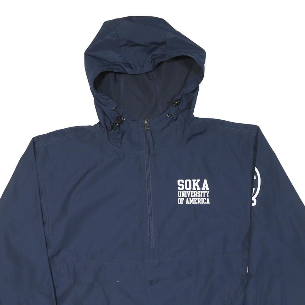 CHAMPION Mens Navy Blue University Print Track Jacket S Polyester Plain Zip