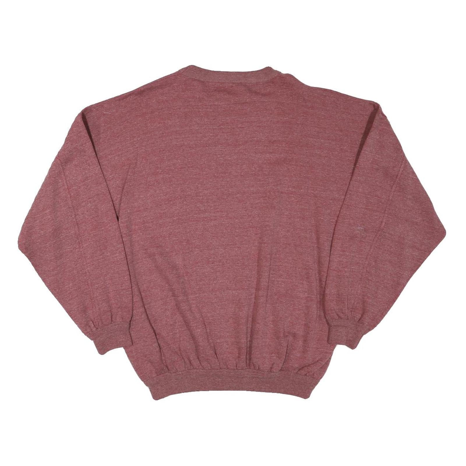 Mens Red Cotton Blend Sweatshirt L Athletic Crew Neck Long Sleeve Casual