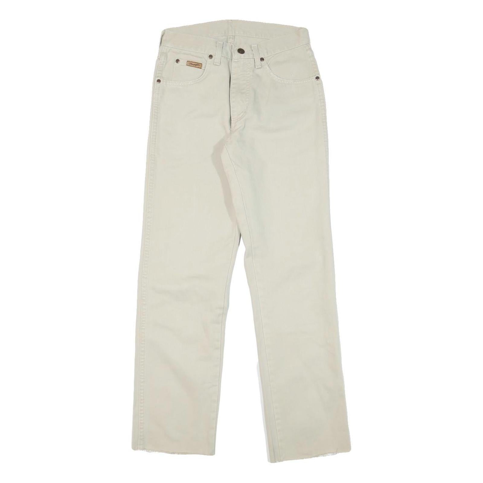 WRANGLER Mens Regular Fit Jeans White Cotton Blend W26 L28 Zip Tailored Casual