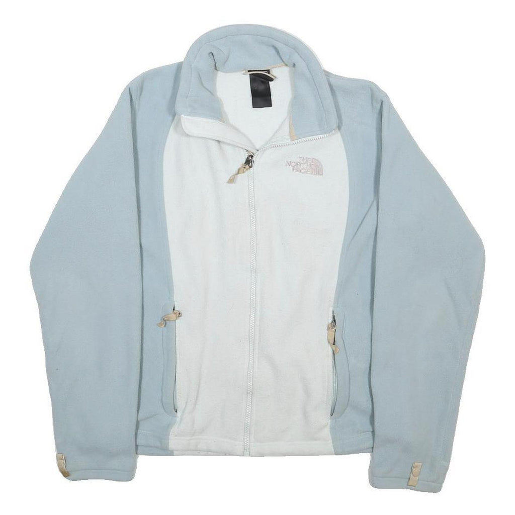 THE NORTH FACE Womens Blue & White Zip Up Polyester Fleece M Jacket Outdoor