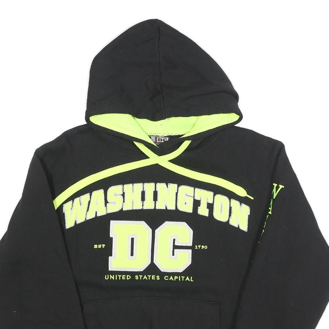 DC Mens Black Hoodie S Washington DC Cotton Blend Pullover Hooded Sweatshirt
