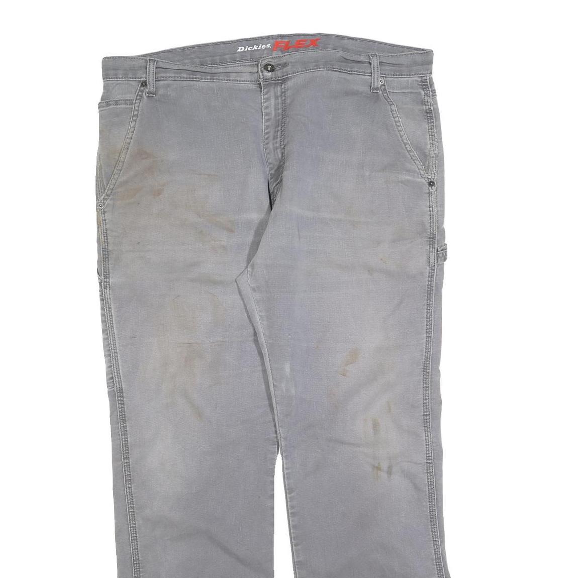 DICKIES Mens Grey Relaxed Straight Denim W38 L32 Workwear Zip Closure