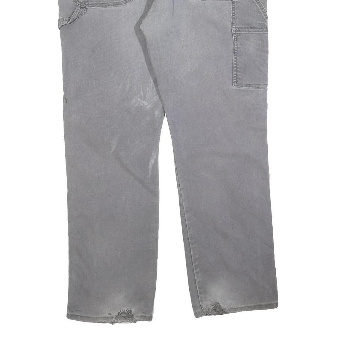 DICKIES Mens Grey Relaxed Straight Denim W38 L32 Workwear Zip Closure