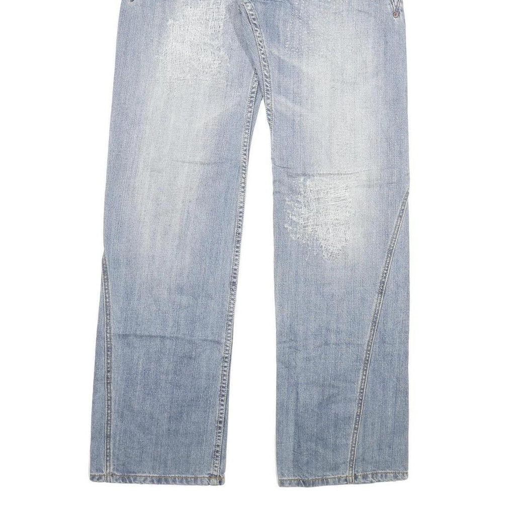 SORBINO Mens Jeans Blue Regular Straight Denim Light W32 L34 Distressed