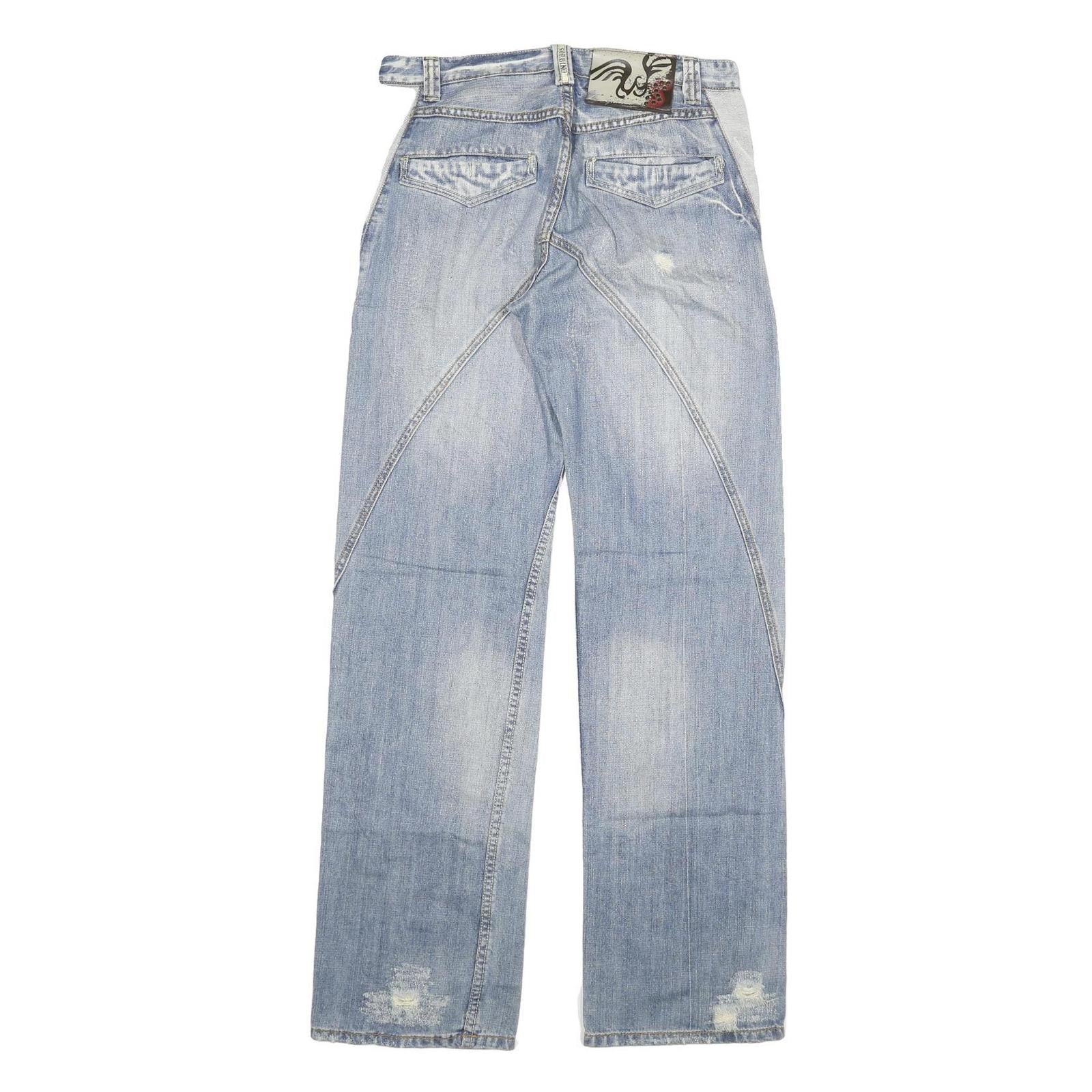 SORBINO Mens Jeans Blue Regular Straight Denim Light W32 L34 Distressed