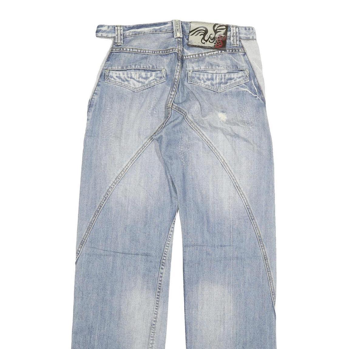 SORBINO Mens Jeans Blue Regular Straight Denim Light W32 L34 Distressed