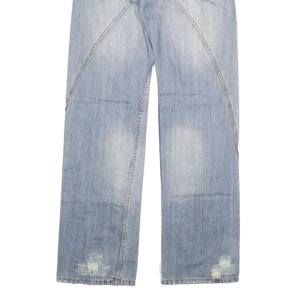 SORBINO Mens Jeans Blue Regular Straight Denim Light W32 L34 Distressed