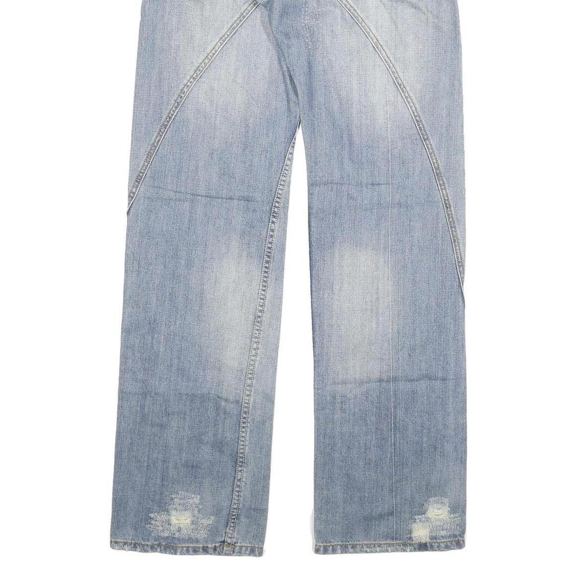 SORBINO Mens Jeans Blue Regular Straight Denim Light W32 L34 Distressed