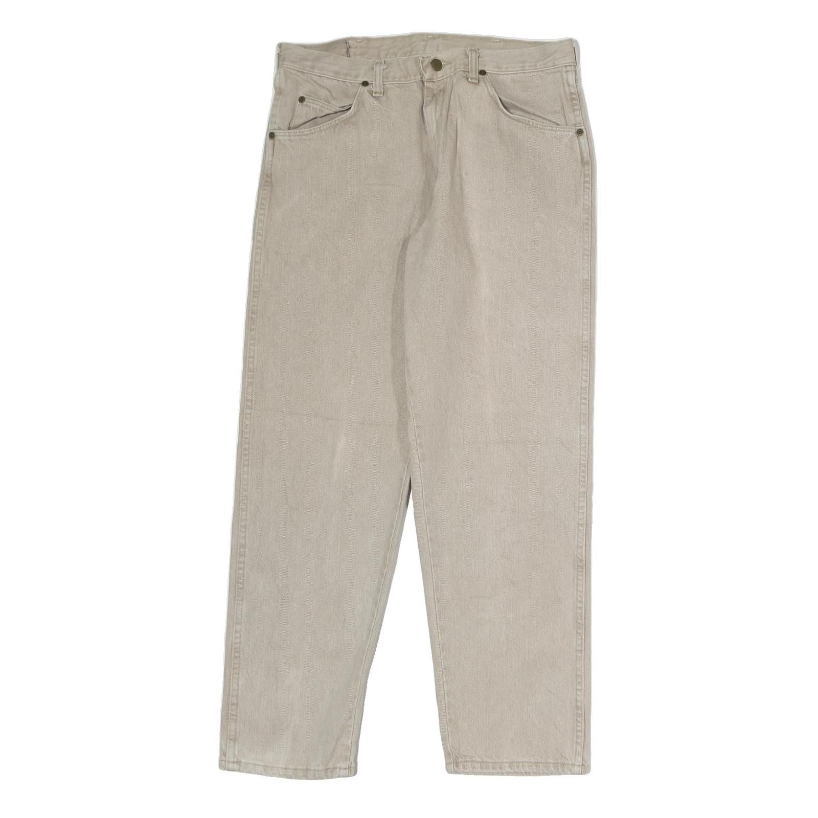 WRANGLER Mens Jeans Beige Regular Straight Denim Light W30 L34 Classic Fit Zip
