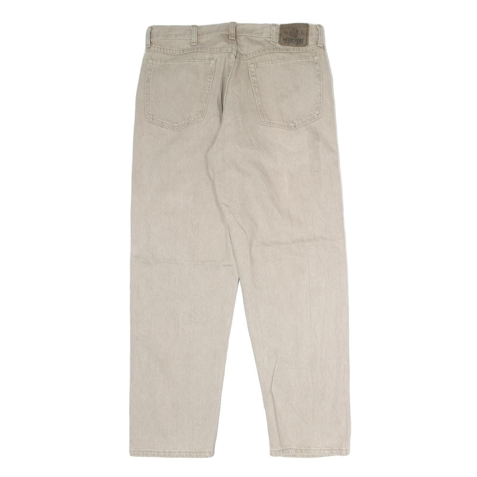 WRANGLER Mens Jeans Beige Regular Straight Denim Light W30 L34 Classic Fit Zip