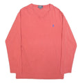POLO RALPH LAUREN Mens Coral Blue Long Sleeve V-Neck T-Shirt Cotton Blend L