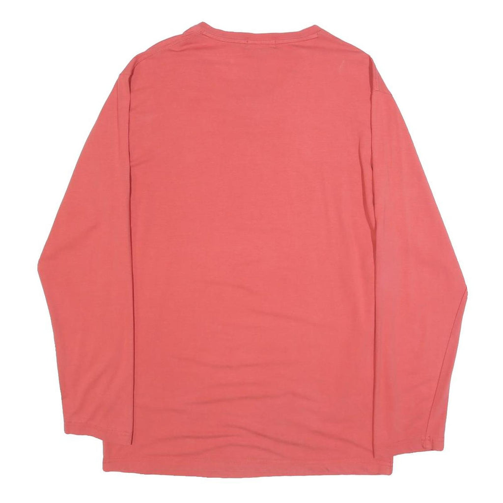 POLO RALPH LAUREN Mens Coral Blue Long Sleeve V-Neck T-Shirt Cotton Blend L