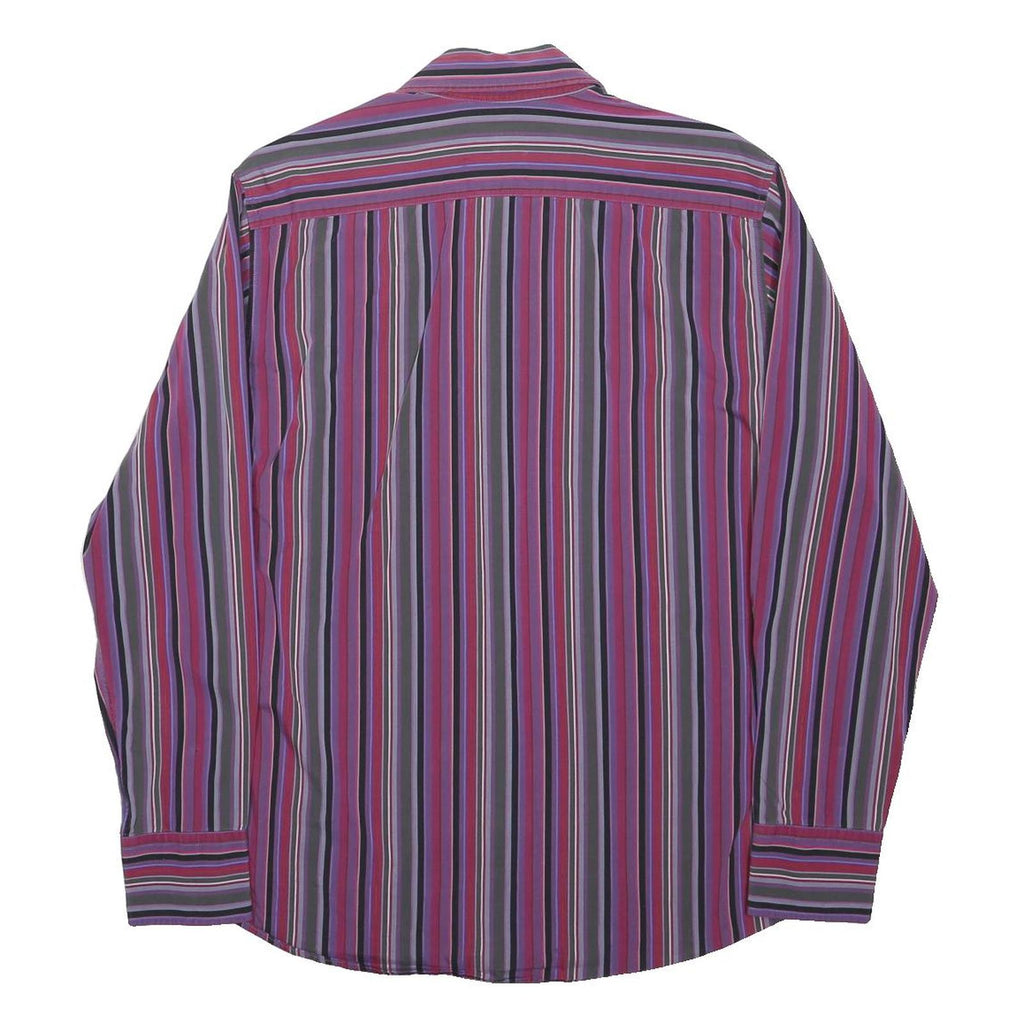 H&M Mens Purple & Pink Striped Shirt M Cotton Blend Long Sleeve Casual