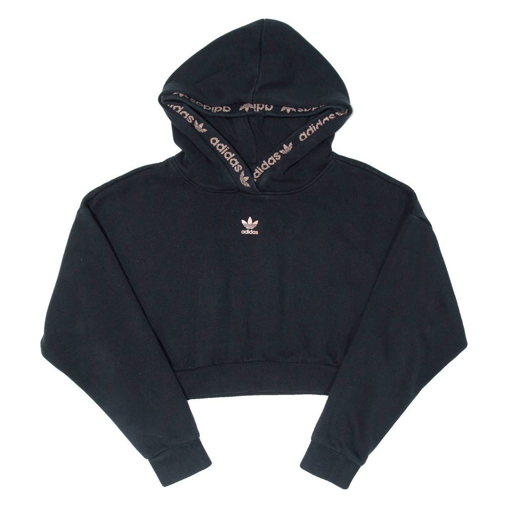 ADIDAS Cropped Womens Black Hoodie UK 6
