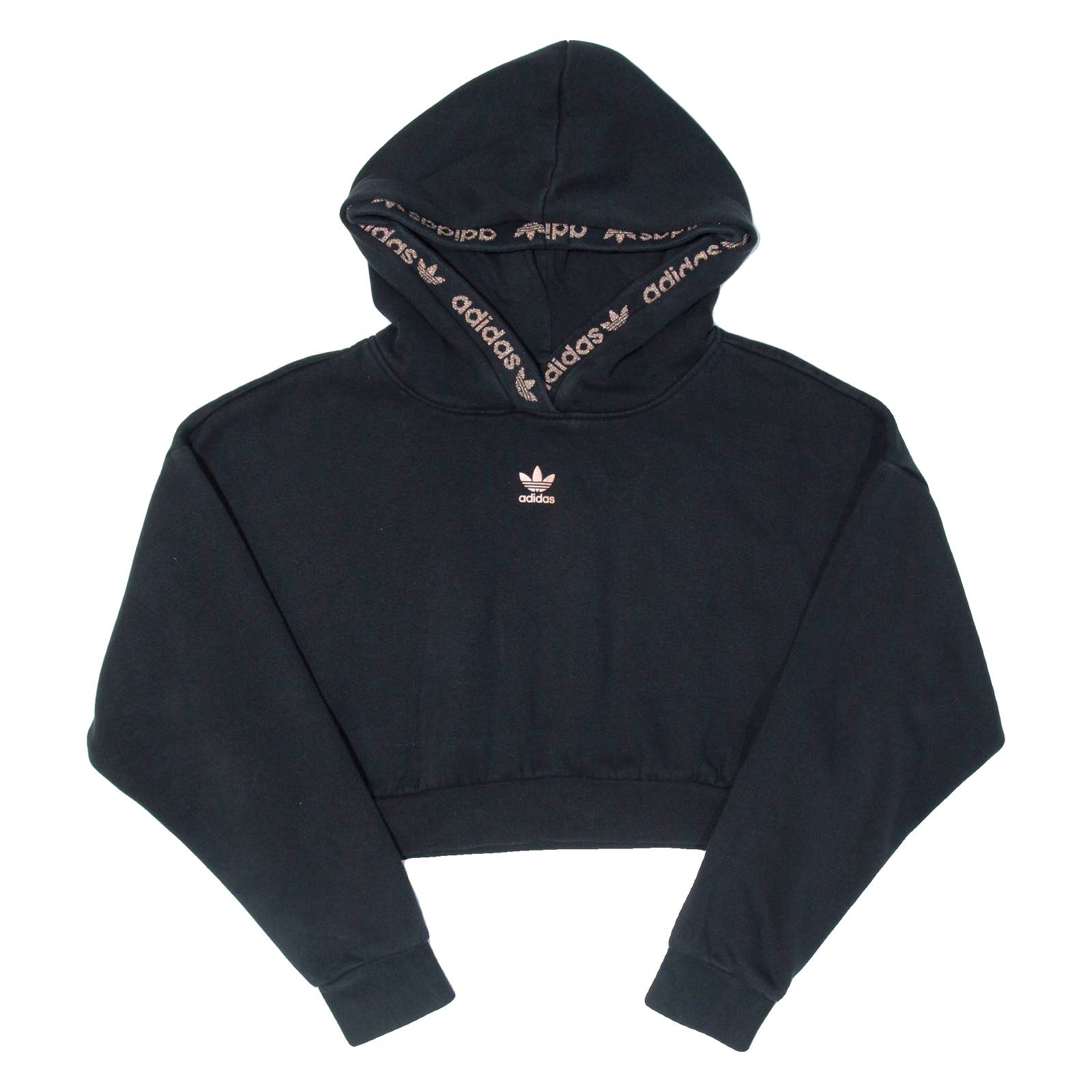 ADIDAS Cropped Womens Black Hoodie UK 6