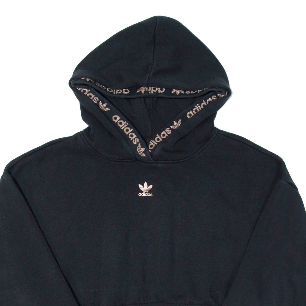 ADIDAS Cropped Womens Black Hoodie UK 6