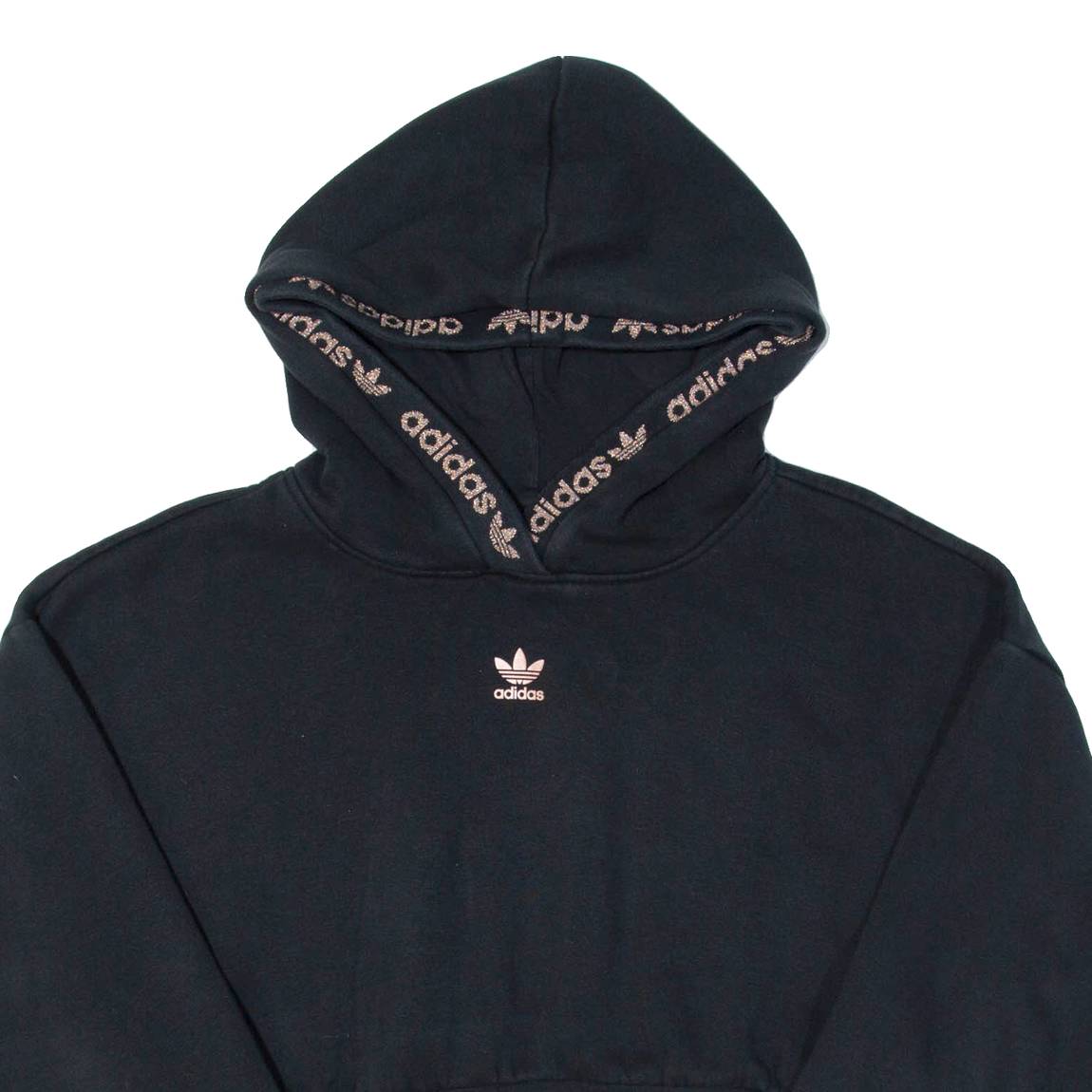 ADIDAS Cropped Womens Black Hoodie UK 6