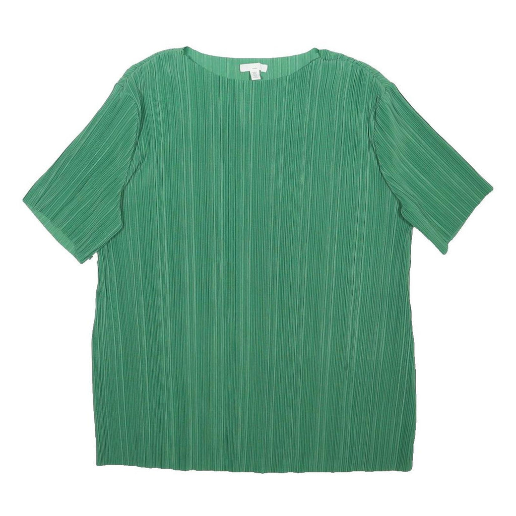 H&M Maternity Womens Green Ribbed Top Short Sleeve Round Neck M Casual Comfort