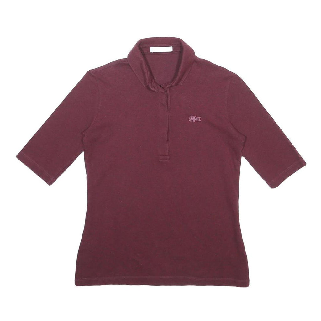 LACOSTE Womens Maroon Short Sleeve Plain S Cotton Blend Polo Shirt