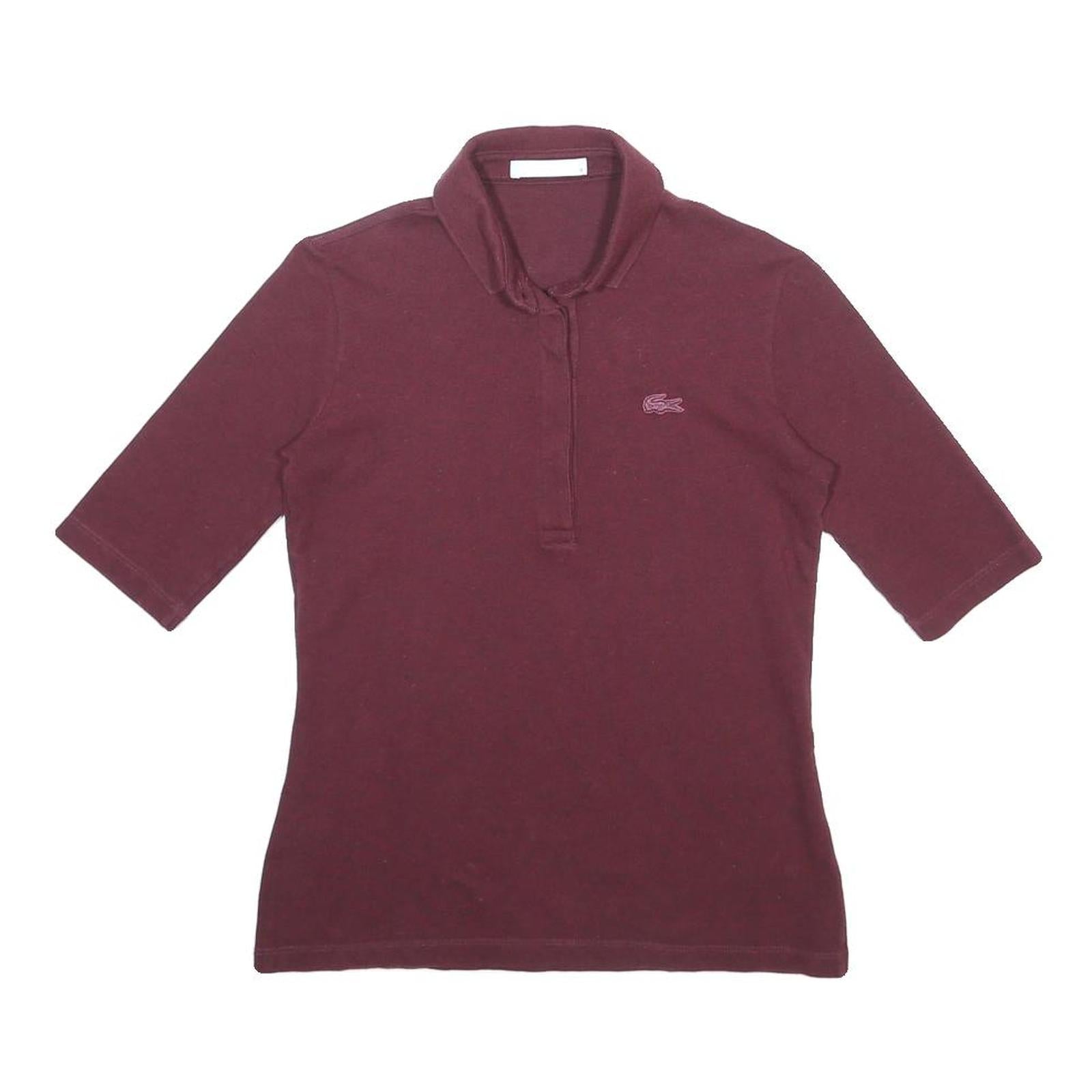 LACOSTE Womens Maroon Short Sleeve Plain S Cotton Blend Polo Shirt