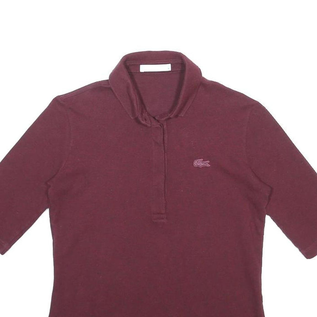 LACOSTE Womens Maroon Short Sleeve Plain S Cotton Blend Polo Shirt
