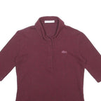 LACOSTE Womens Maroon Short Sleeve Plain S Cotton Blend Polo Shirt