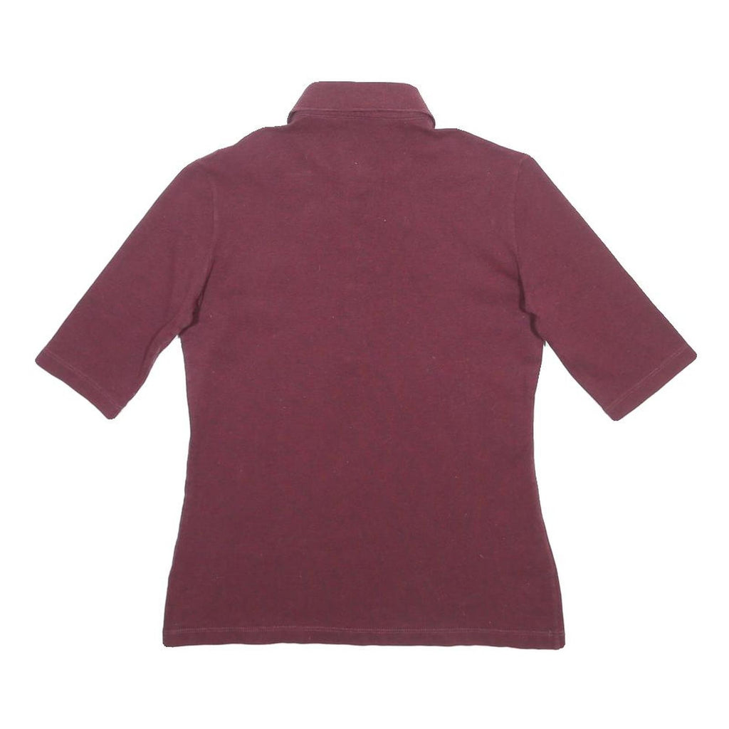 LACOSTE Womens Maroon Short Sleeve Plain S Cotton Blend Polo Shirt