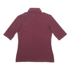 LACOSTE Womens Maroon Short Sleeve Plain S Cotton Blend Polo Shirt