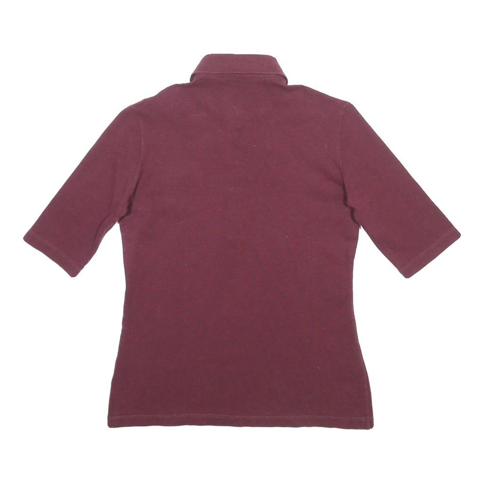 LACOSTE Womens Maroon Short Sleeve Plain S Cotton Blend Polo Shirt
