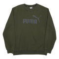 PUMA Mens Green Crew Neck M Sweatshirt Cotton Blend Logo Printed Casual