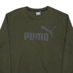 PUMA Mens Green Crew Neck M Sweatshirt Cotton Blend Logo Printed Casual