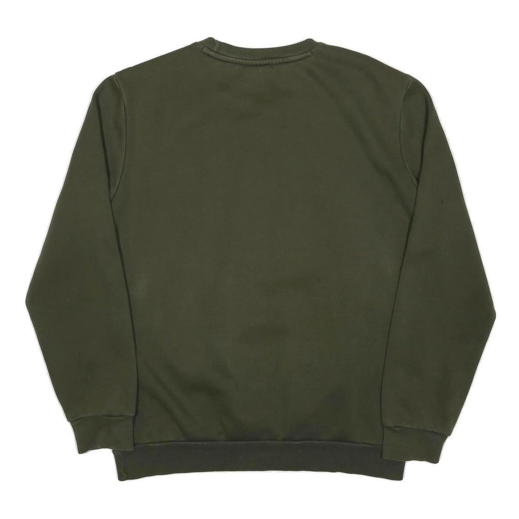 PUMA Mens Green Crew Neck M Sweatshirt Cotton Blend Logo Printed Casual